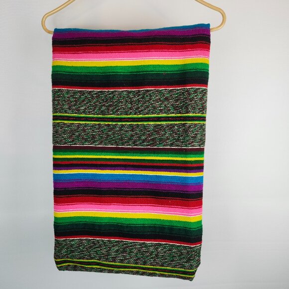 Colorful Mexican Style Blanket 83" x 52" - Picture 1 of 3